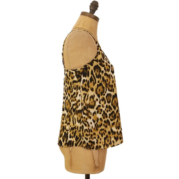 Abound Printed Camisole Tank Top XXS Spaghetti Strap Lined Tan Leopard NWT B38 - Picture 3 of 5